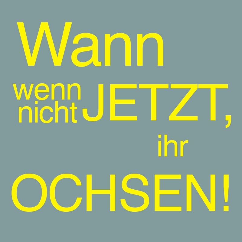 Wann wenn nicht jetzt, ihr Ochsen!